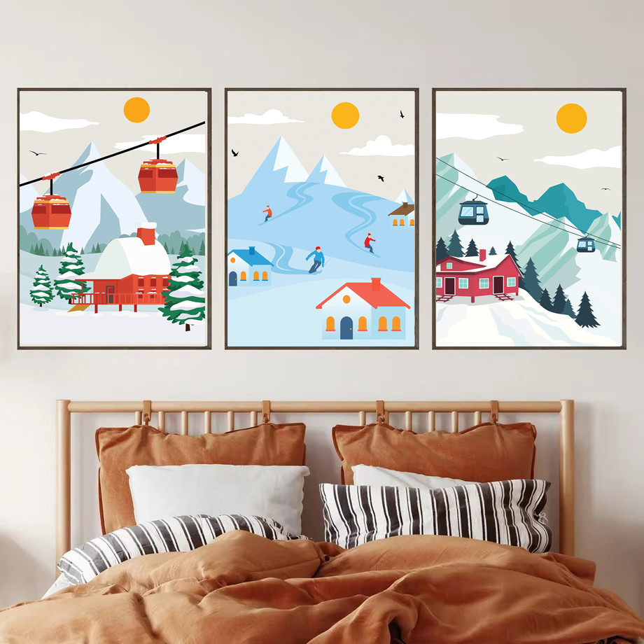 

sports Minimalist Ski Snowboard Snow Mountain Wall Art Canvas Painting Posters And Prints Wall Pictures For Living Room Decor