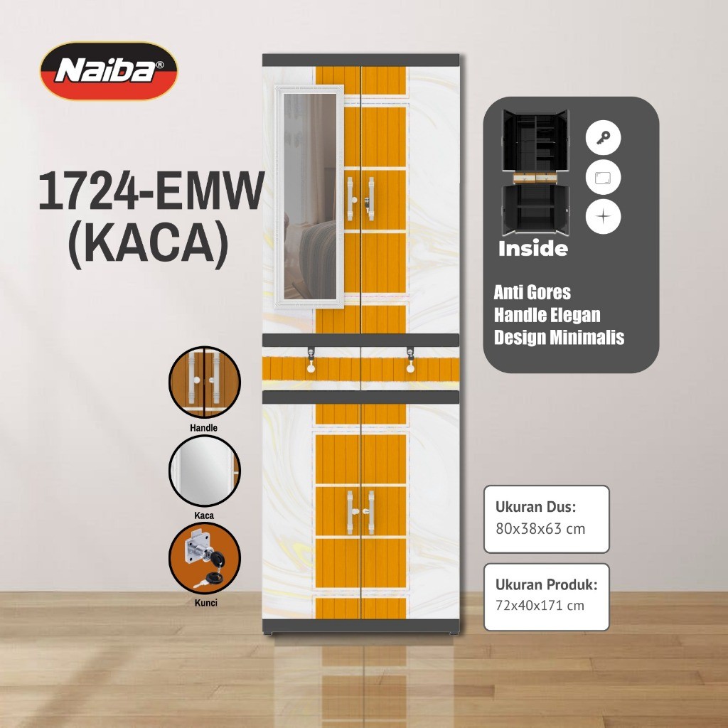 [READYYY] Naiba 1724 / 1704 MSC DRAWER (HANGER + RAK) - Lemari Pakaian Plastik Naiba FIT Jumbo Kaca
