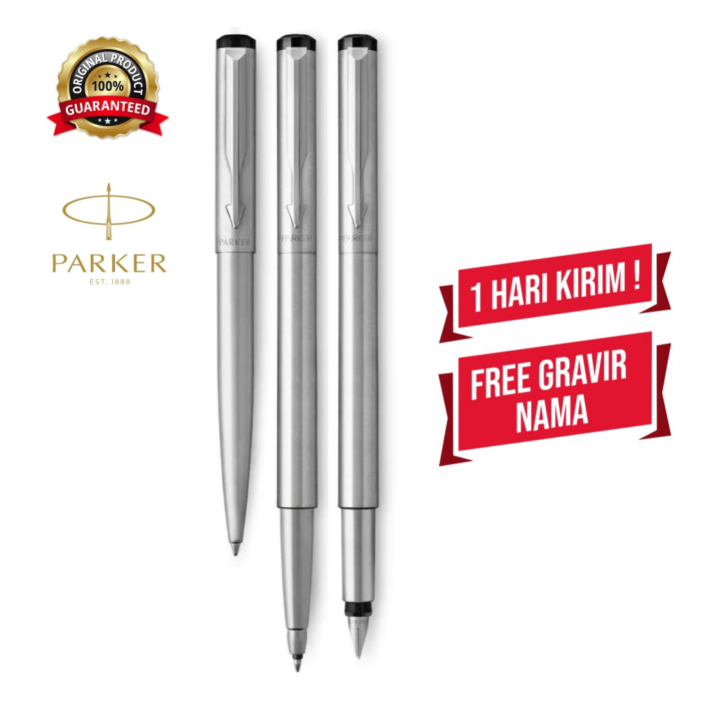 

PULPEN PARKER STAINLESS STEEL VECTOR BALLPOINT PEN / ROLLERBALL PEN / FOUNTAIN PEN CUSTOM GRAVIR