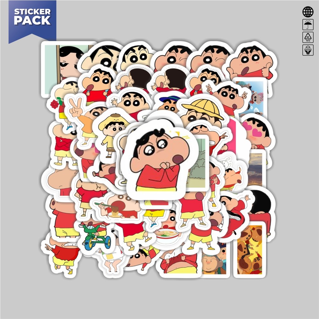 

[100PCS]Stiker Pack Stiker Kartun Shincan Aesthetic Vinyl Anti Air Dekorasi Sticker Laptop Buku Journal Koper Helm Casing HP Gitar Helm Skateboard