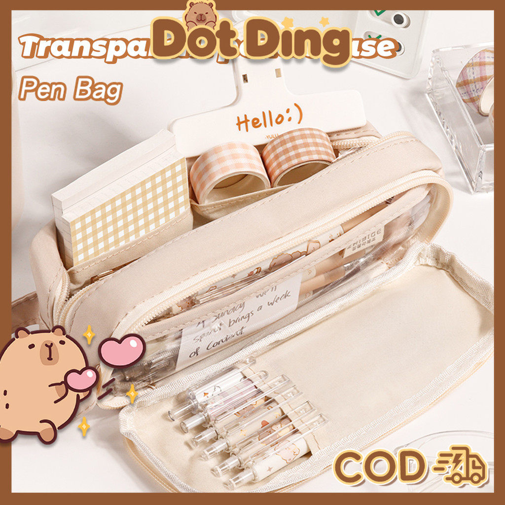 

[DOTDING] Tempat Pensil Transparan Lapisan Ganda Kotak Pensil Kapasitas Besar Tempat Penyimpanan Perlengkapan Sekolah & Kantor Untuk Siswa Q052