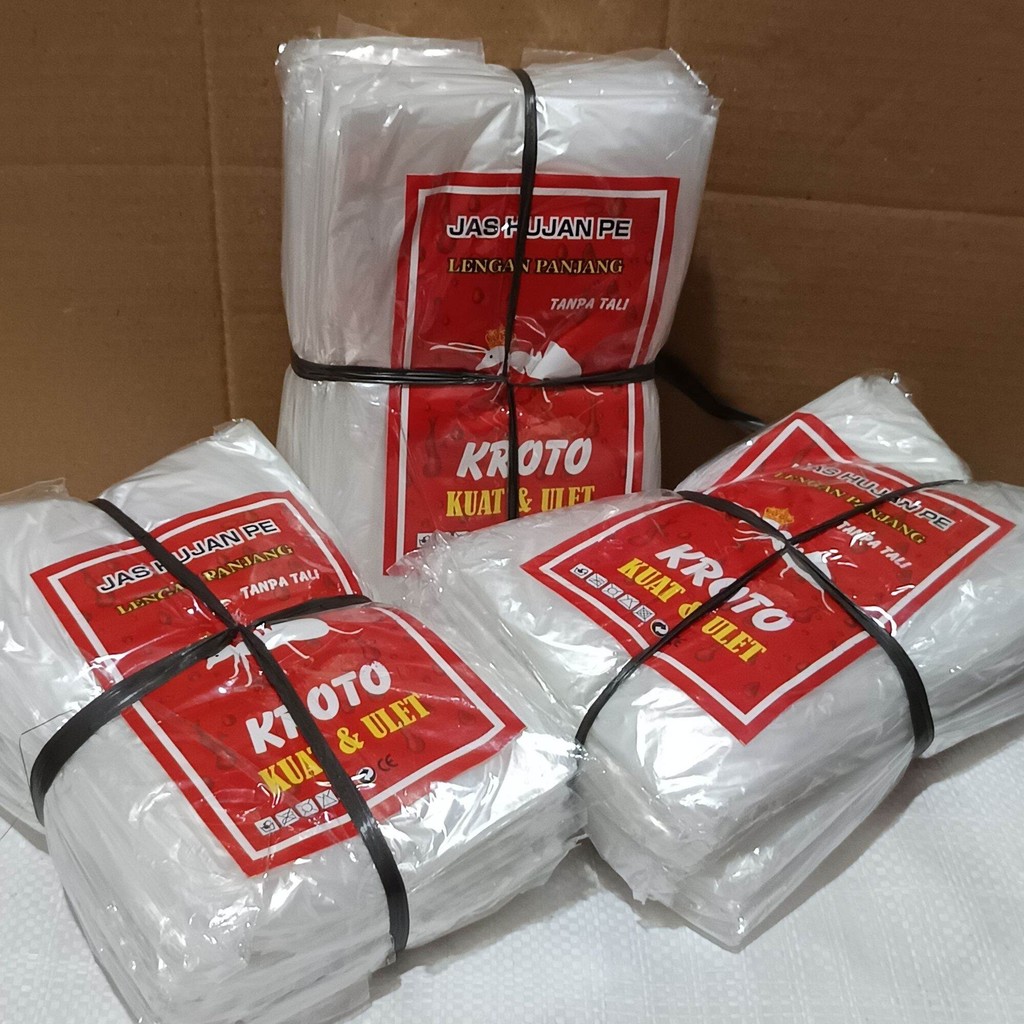 Jas Hujan Plastik Transparan / Jas Hujan Ponco HDPE LDPE Bening / Jas Hujan Bening Lengan Panjang 1 