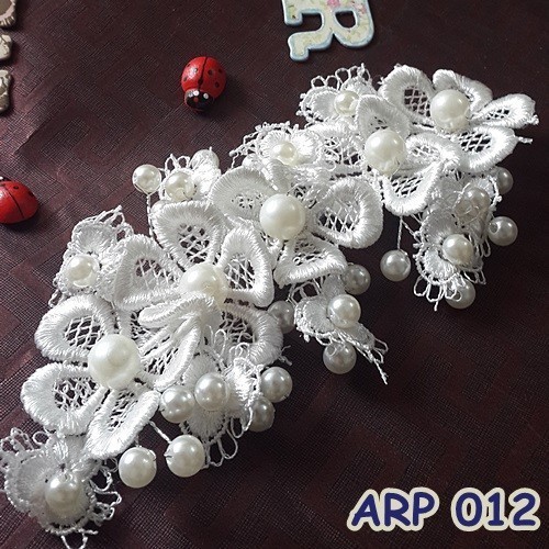 Aksesoris Rambut Sanggul Pesta Modern L Lace Headpiece Putih - Arp 012