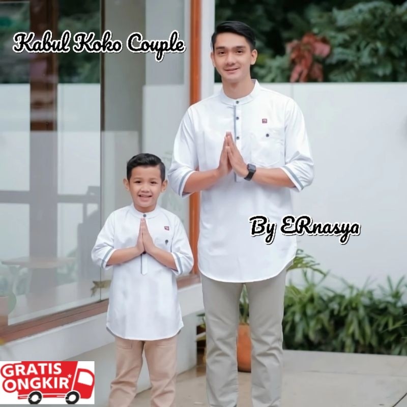 Kabul Koko Couple Putih Anak 5-10 Tahun Dan Dewasa Baju Koko Putih Untuk Lebaran Ngaji Tahlilan Seko