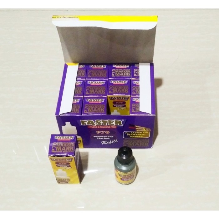 

[New Arrival] Tinta Isi Ulang Merek Faster Permanent Marker P70 1 Box = 12 Botol
