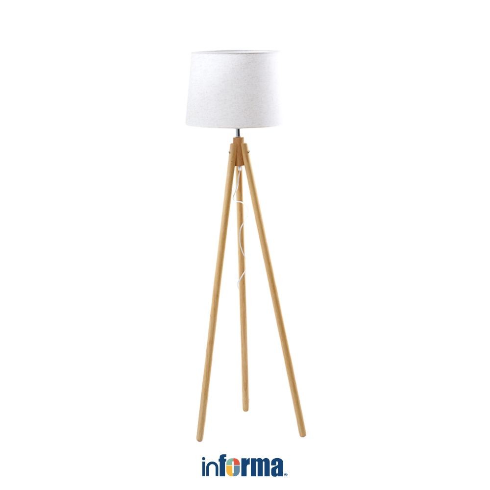 Informa Flyn Lampu Lantai - Cokelat Wood Standing Floor Light Lampu Tiang Dekorasi Lampu Berdiri