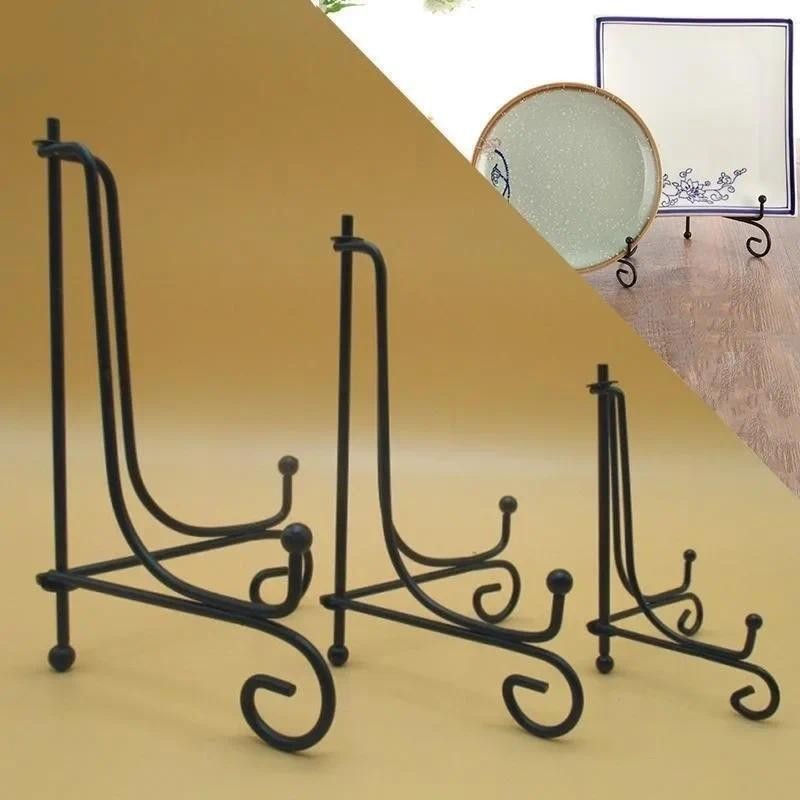 

1pc Black Iron DIY Craft Bracket Book Holder Photo Pedestal Bowl Picture Frame Plate Rack Display Stand Easel Storage Holders