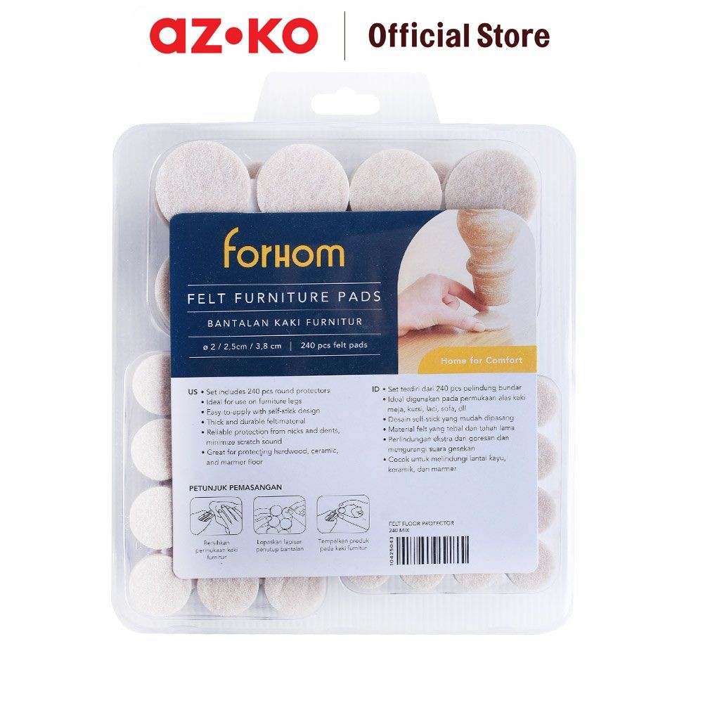AZKO Forhom Set 240 Pcs Alas Kaki Furnitur Flanel Mix Floor Protector Penyangga Kaki Meja Kursi Perl