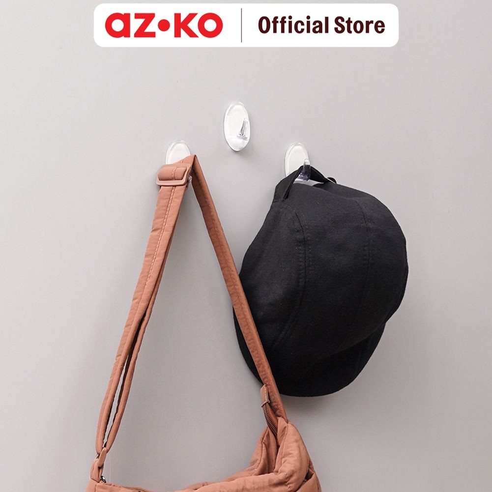 AZKO Stora Set 3 Pcs Gantungan Serbaguna Permanen Oval - Transparan Pengait Tembok Serbaguna Adhesiv
