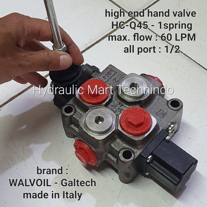 hand valve hidrolik port 1/2 - 1spring 60Lpm HC-Q45 Galtech - Italy