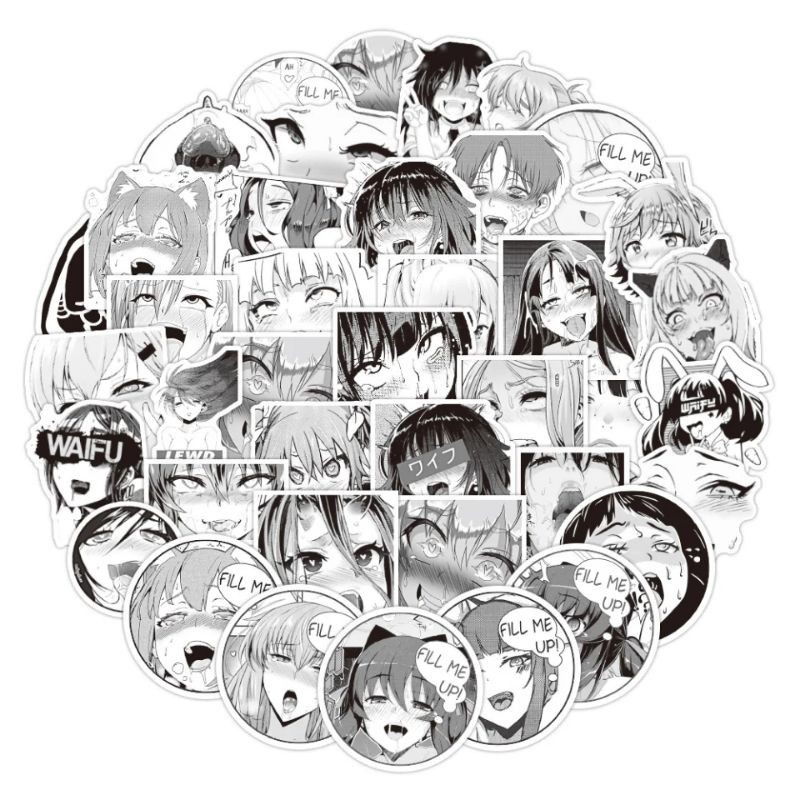 

25pcs Stiker waifu Anime face Bahan Vinyl Anti Air Stickers aesthetic for outdoor and indoor stiker