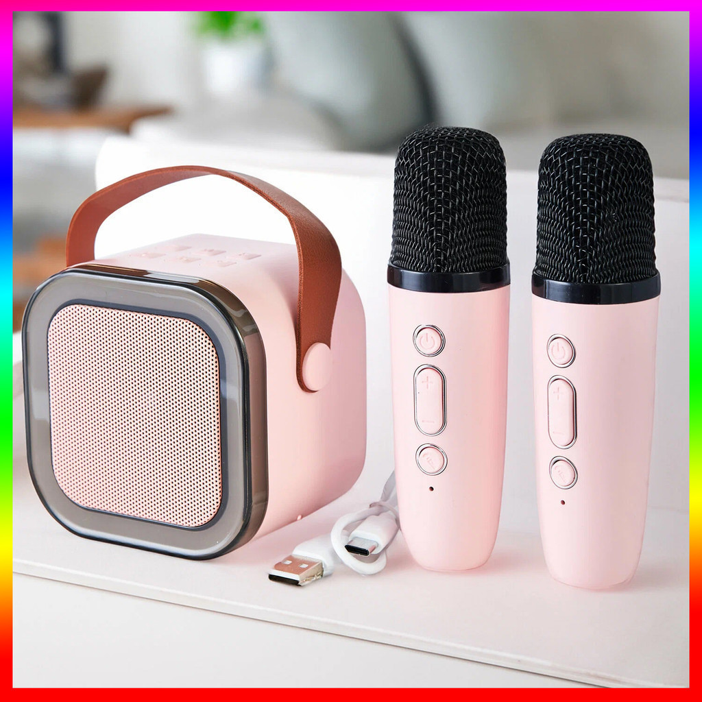 K12 Speaker Bluetooth Plus Mic Actual Bluetooth Mini Speaker Karaoke Speaker Portable with 2 MIC 1 S