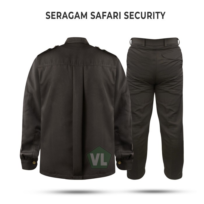 laris -Seragam Safari Setelan Safari Baju Safari Security Satpam Supir - Coklat, M