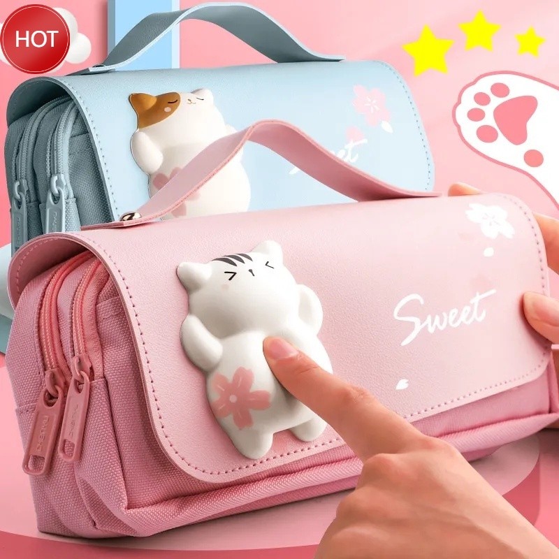 

【CASH ON DELIVERY】Menyenangkan kapasitas besar pensil anak sekolah menengah kasus gadis super lucu gadis multifunksional gadis kecil anak segar