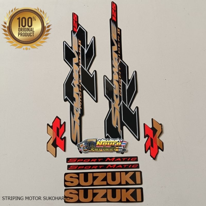 (ORI) Striping Suzuki skywave 2008 2009 Nr 2 125 hitam gold  kualitas original pabrik