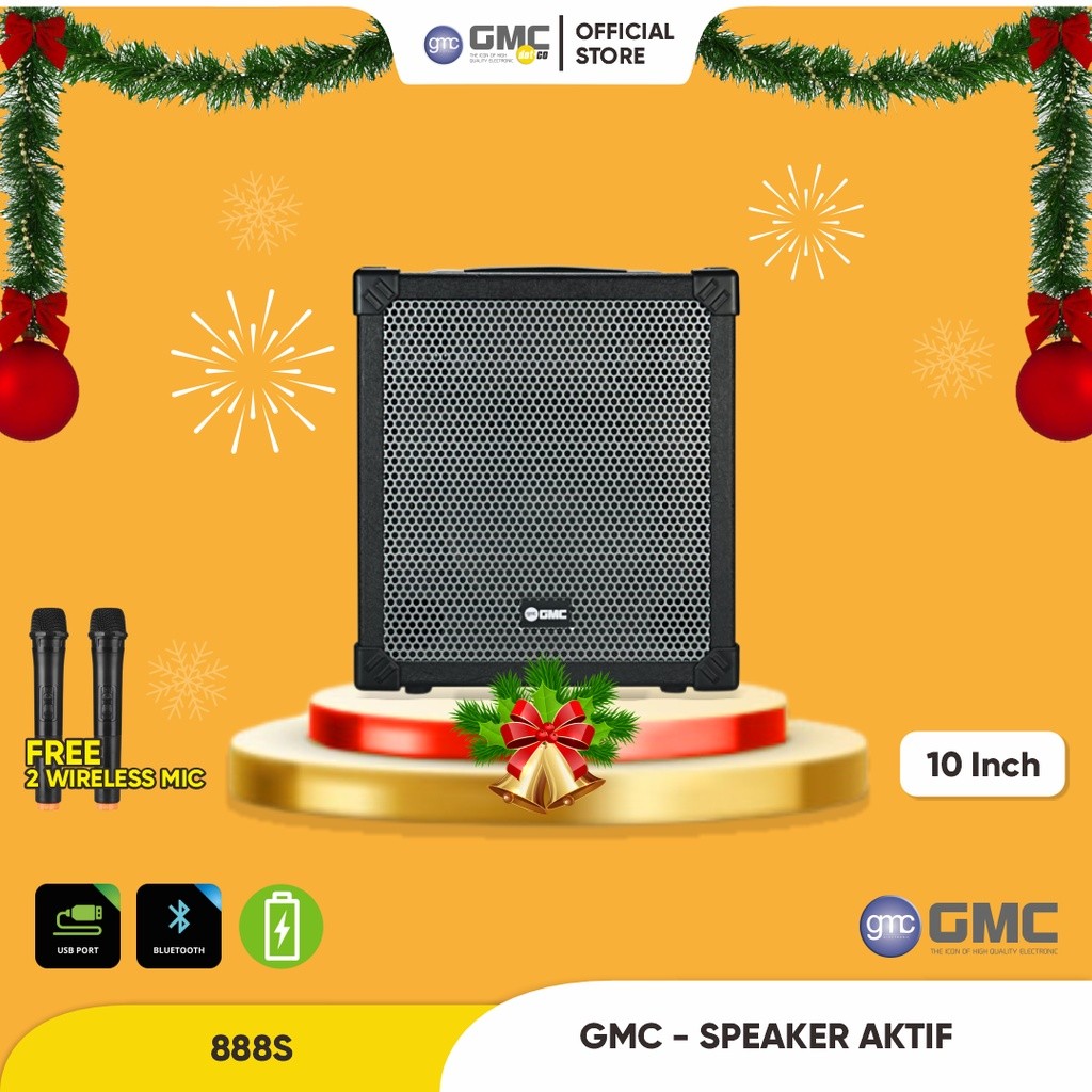 GMC SPEAKER 888S BLUETOOTH + 2 MIC WIRELESS + GRATIS ONGKOS KIRIM