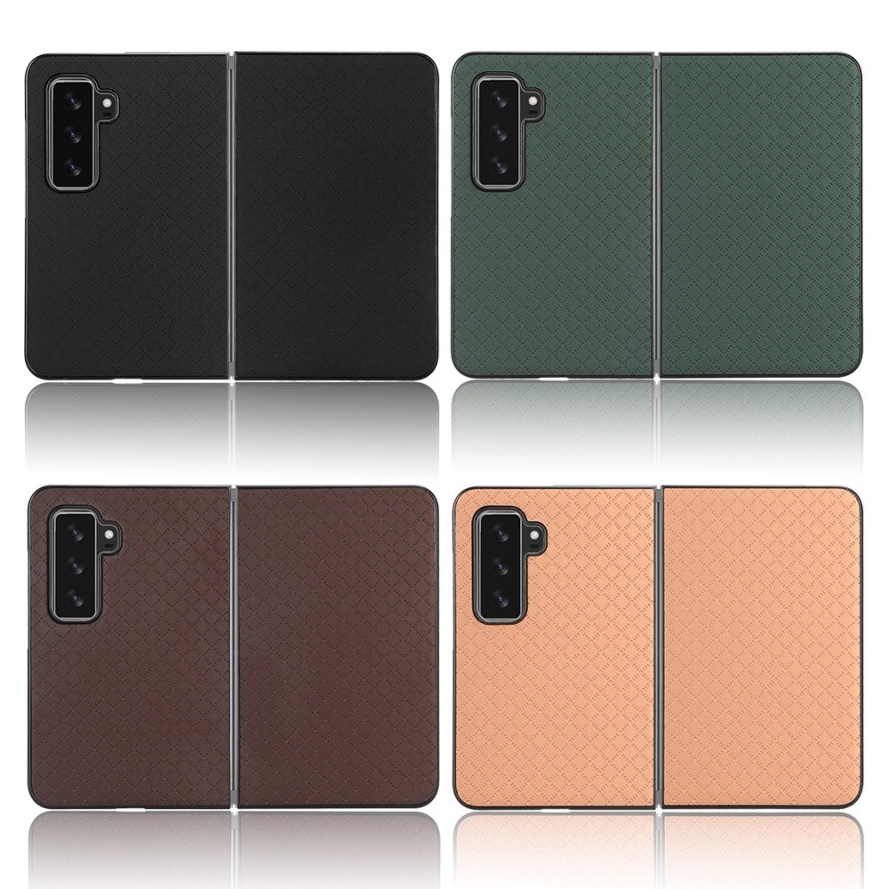 Untuk Microsoft Surface Duo 2 Pola kesan persegi kecil PU Kulit dan PC Penutup Buku untuk Microsoft 