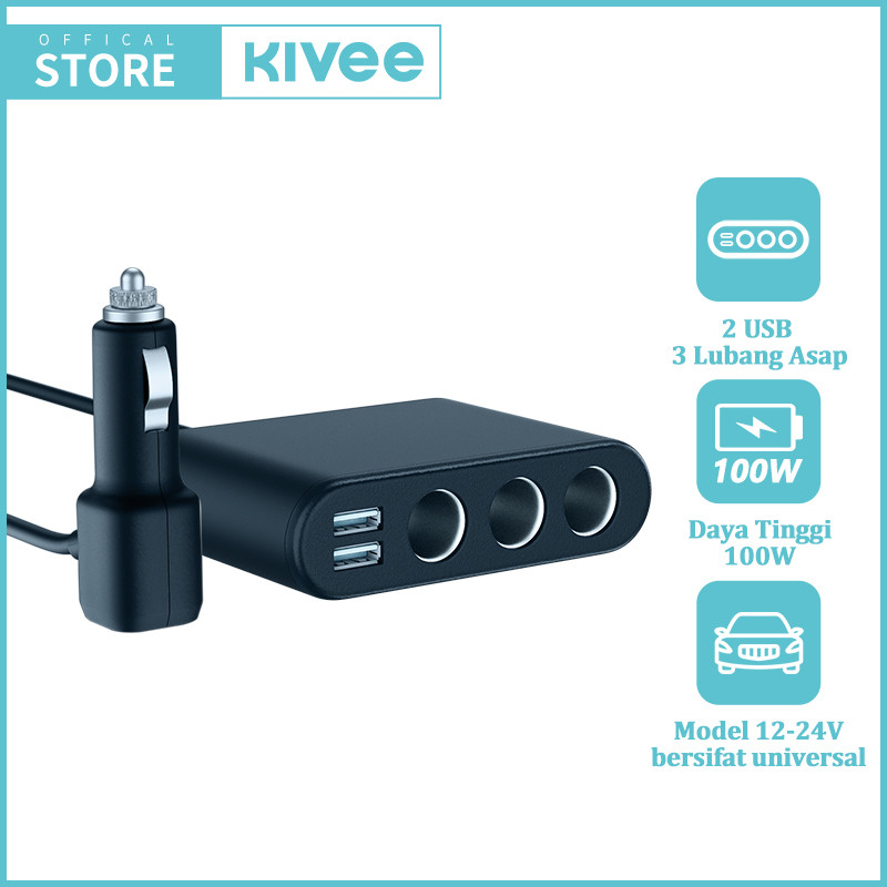 BVF43 （HOT）KIVEE Car Charger Mobil fast charging 100W multifungsi Colokan Mobil aksesoris mobil