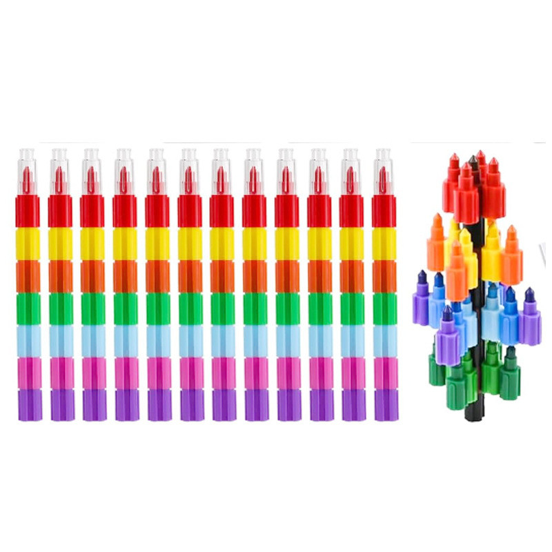 

20 Pcs Creative Colorful Rainbow Crayons 7 Colors Stacking Crayons Buildable Crayons Stackable Mini Crayons for Drawing Supplies