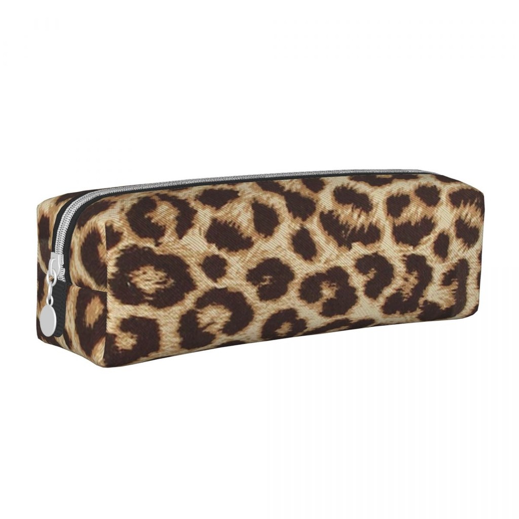 

Lovely Leopard Print Fur Look Texture Pencil Cases Pencilcases Pen Holder for Student Big Bag School Supplies Zipper Stationery