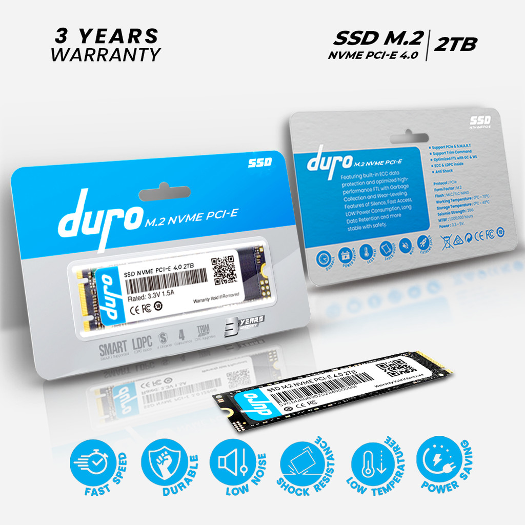 SSD DURO 1TB / 2TB - SSD M.2 NVMe PCIe Gen 4 Laptop & PC Gen 4x4 GARANSI RESMI 3 TAHUN
