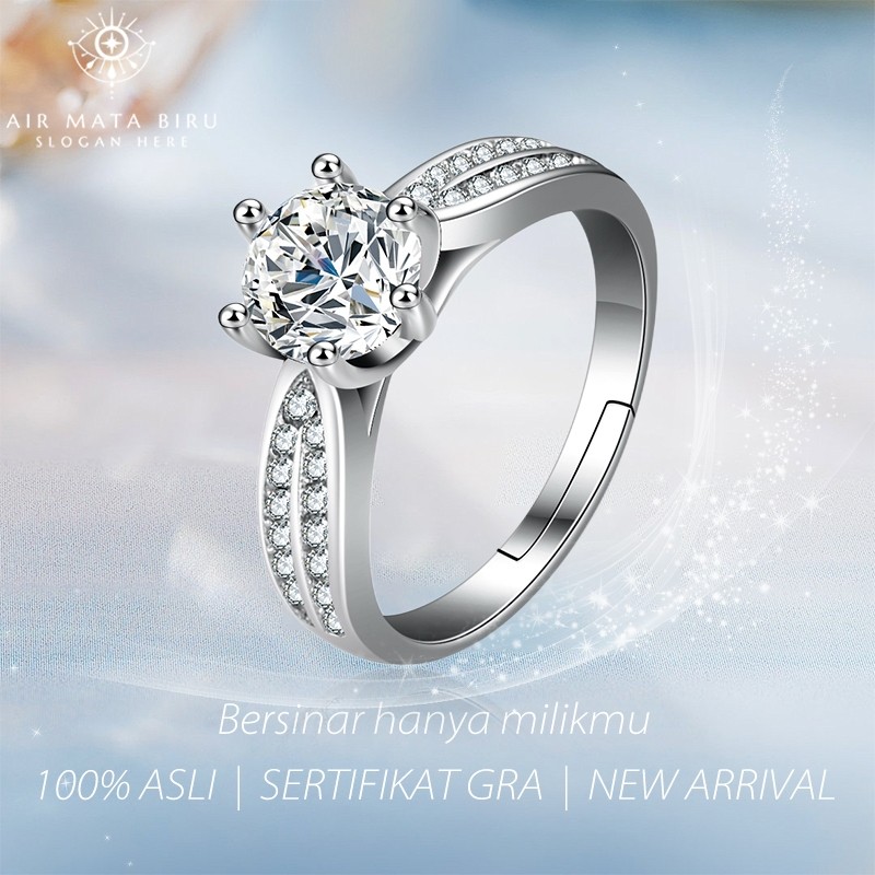 GRA  cincin berlian Moissanite cincin moissanite sertifikat 1.0 Carat cincin wanita perak 925 BTJZ-0