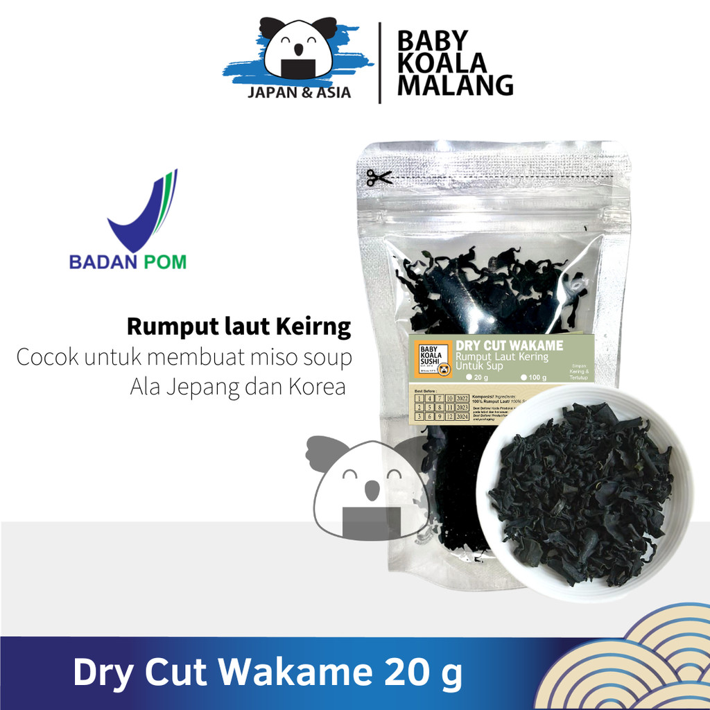 

DRY WAKAME Rumput Laut Kering 20 g │ Dried Cut Wakame Import for Miso Sup Ramen Udon – BKM