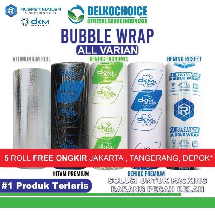 

Plastik Bubble Wrap 125cm x 50meter DKM PLUS PREMIUM TERMURAH ROLL - Bening Ekonomis