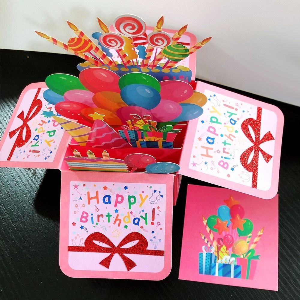 

3D Pop Up Greeting Cards Birthday Postcard 3D Box Bouquet Flower Greeting Cards Thank You Girlfriend Teacher Gift