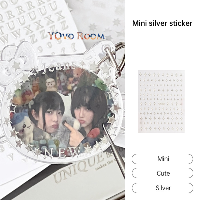

Gantungan Kunci DIY Stiker Gaya Ins Mini Perak Stiker Dekoratif Bahan Scrapbook Stiker YOvo