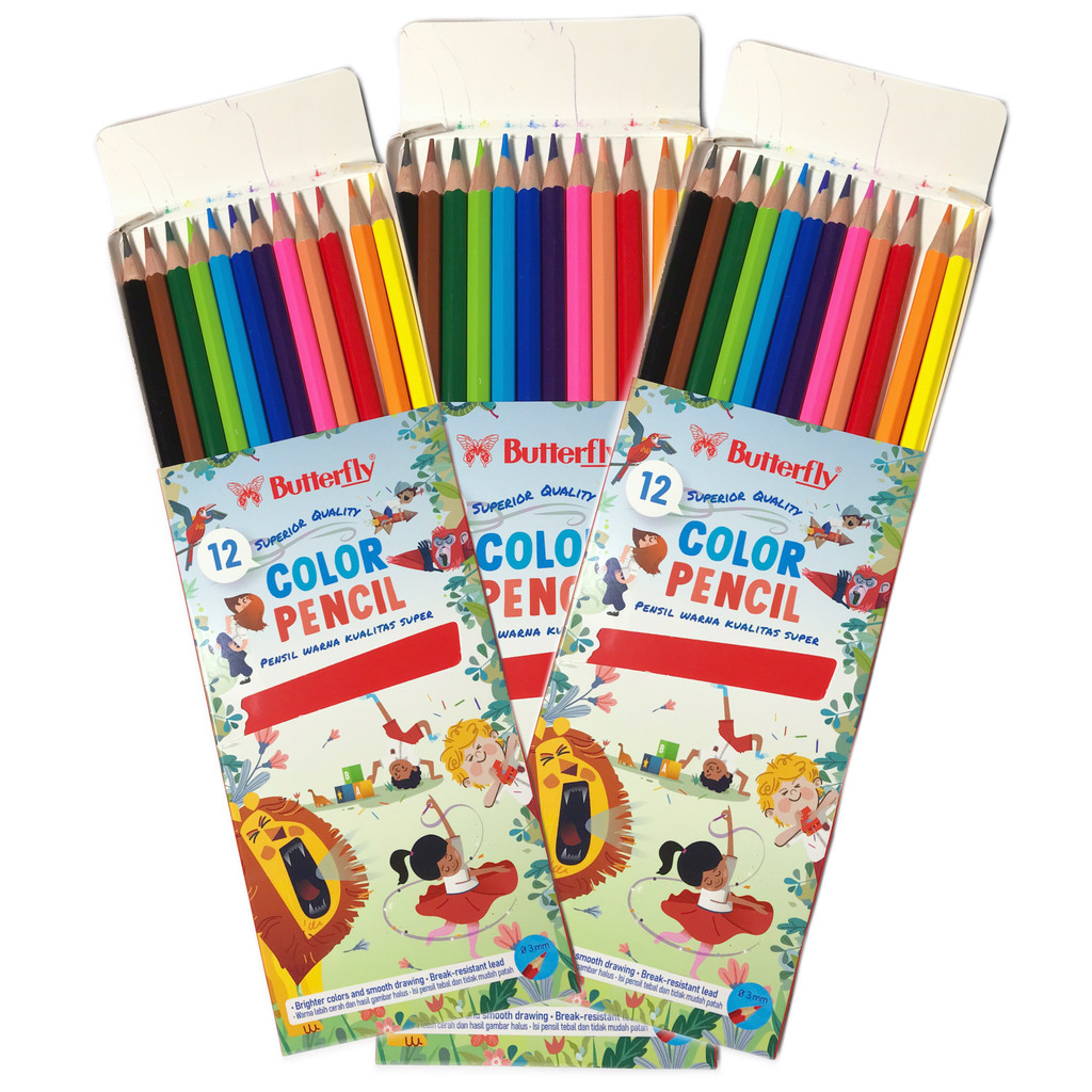 

Butterfly - Pensil Warna Premium 12 Warna Panjang - SET