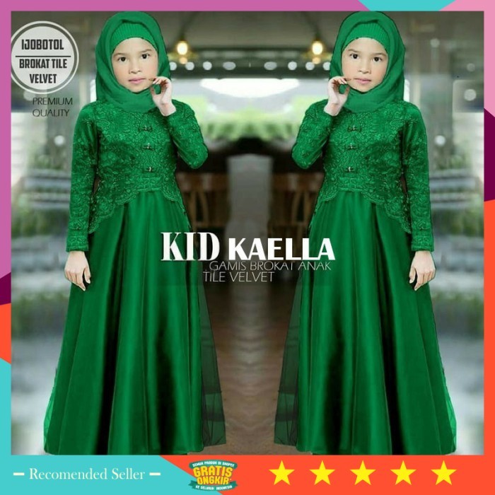 Bahan Bagus Berkualitas Premium Termurah /Baju Busana Muslim Anak Perempuan Gamis Brukat Warna Hijau