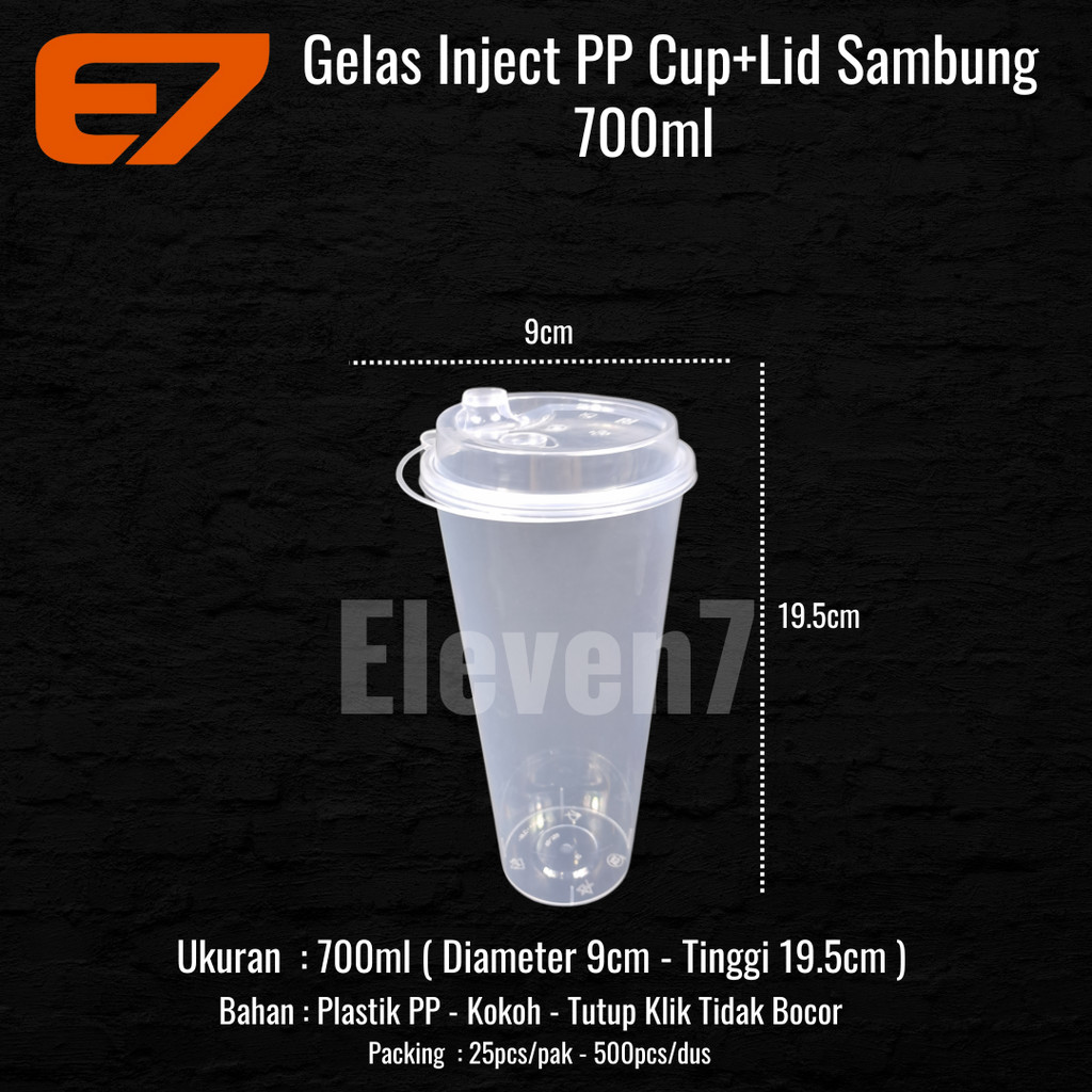 PP Cup Injection 700ml + Lid - Gelas Plastik