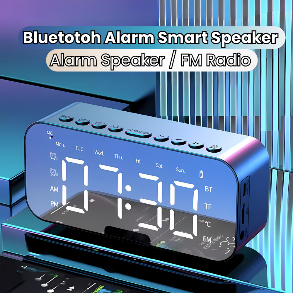 TAURUS - Lampu Speaker Bluetooth Portable Bass Jam Alarm Clock LED Display Spiker Bluetooth Musik Bo