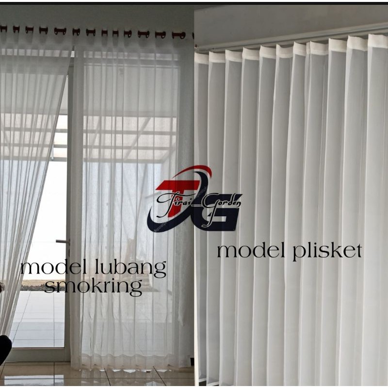 Gorden Vitrase Import  Polos model Smokring Varian Warna Putih Abu Coklat