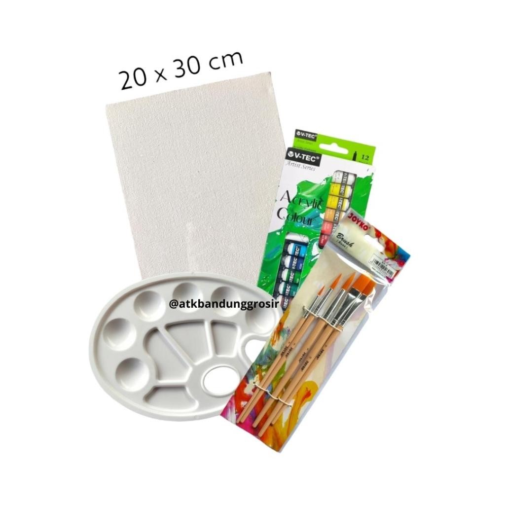 

Paket Melukis Lengkap Set 4 in 1 Variasi Set Kanvas 20x30 Kuas Palet & Cat Acrylic - Set Lukis