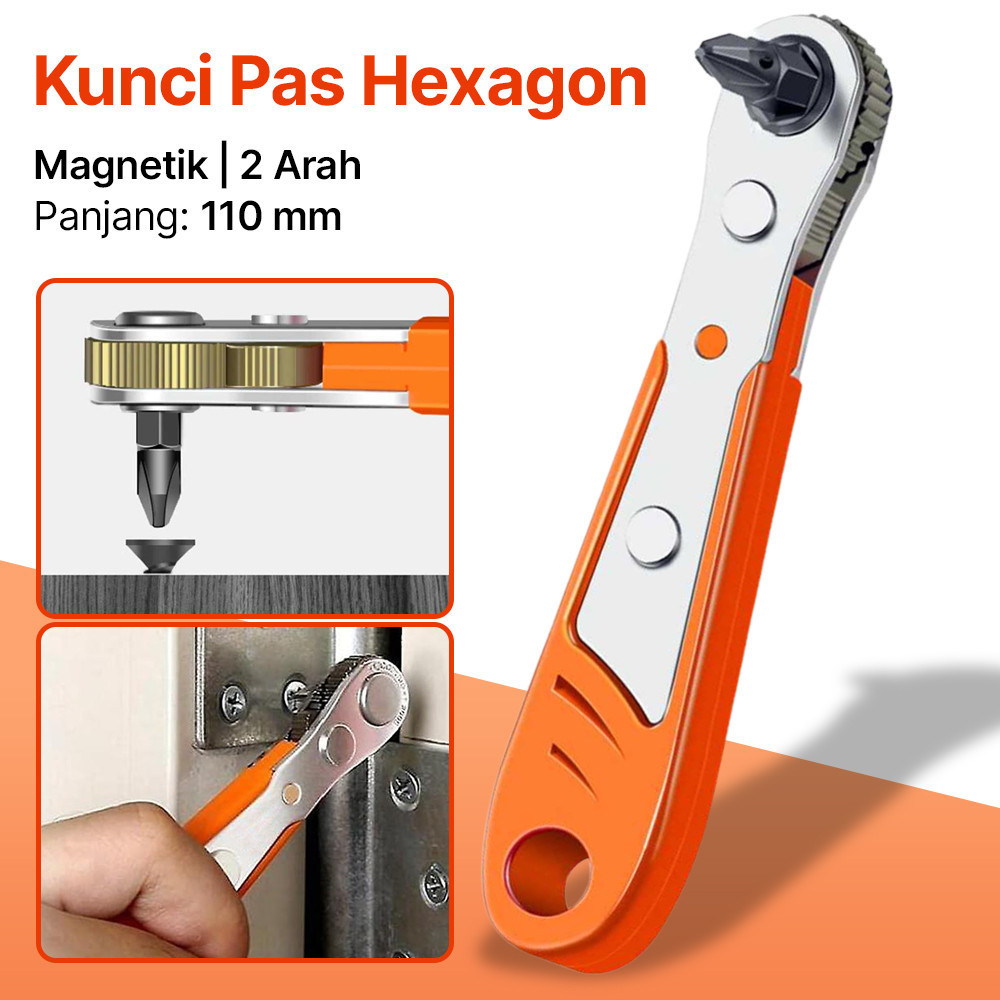 

- Alloet Kunci Pas Hexagon Ratchet Spanner Two Way - MXT-373 -