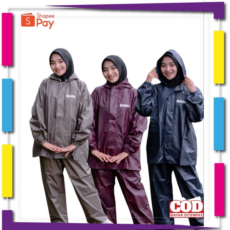 [PREMIUM BAHAN TEBAL] COD JAS HUJAN SETELAN BAJU CELANA TEBAL PERIA WANITA ORI