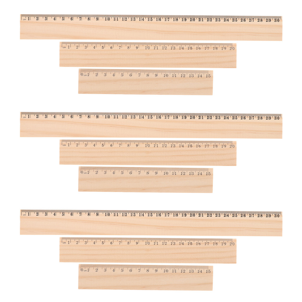 

9 Pcs Wooden Ruler Rulers for Office Bulk Aesthetic Straight Edges Centimeter Scale