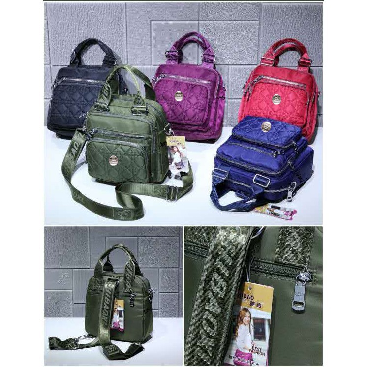 Tas Wanita Import Jinjing Ransel CHIBAO BIG CB1827 1827 Bordir Diamond 3 In 1 Bahan Parasut Kualitas