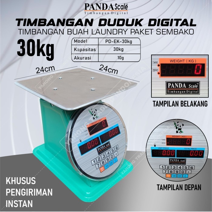 Timbangan Duduk Digital 30kg Timbangan Buah Daging Sayur Barang Hasil Panen Paket PANDA SCALE INSTAN
