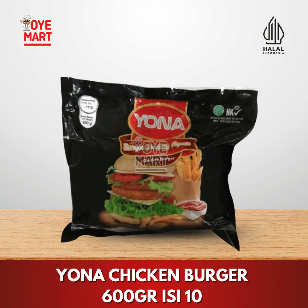 

YONA CHICKEN BURGER 600GR ISI 10 / BURGER AYAM