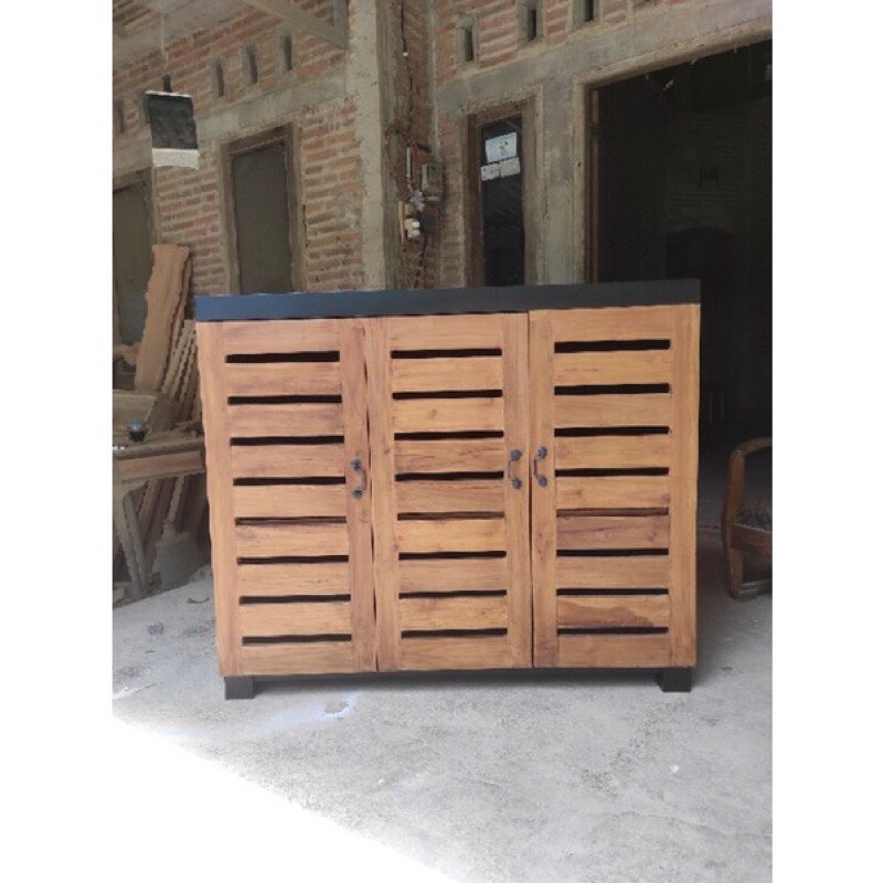 Almari Rak Sepatu Almari Buku Almari Retro Minimalis Jati Almari Pintu 3 Jati