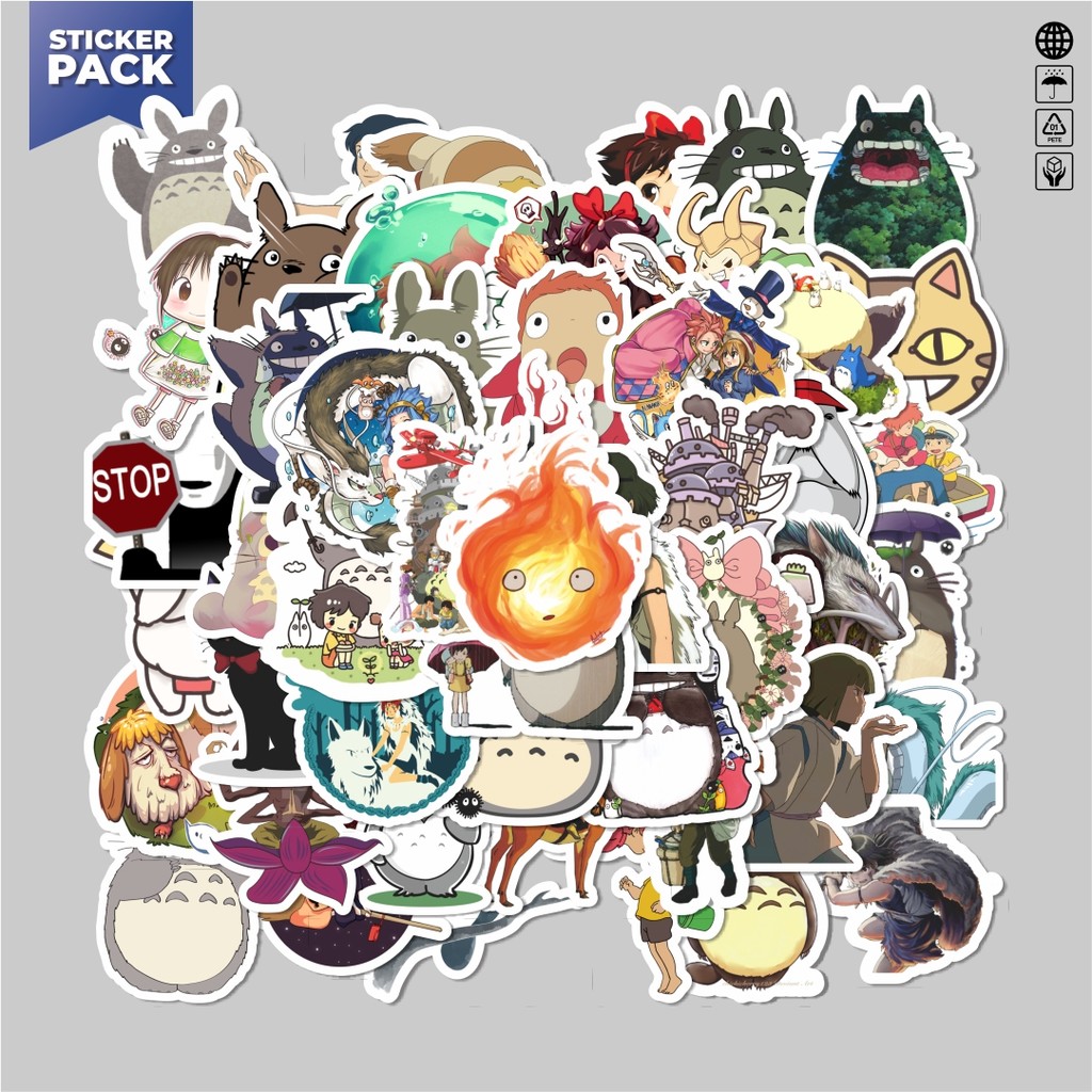 

[100PCS]Stiker Pack Stiker Anime Studio Ghibli Aesthetic Vinyl Anti Air Dekorasi Sticker Laptop Buku Journal Koper Helm Casing HP Gitar Helm Skateboard