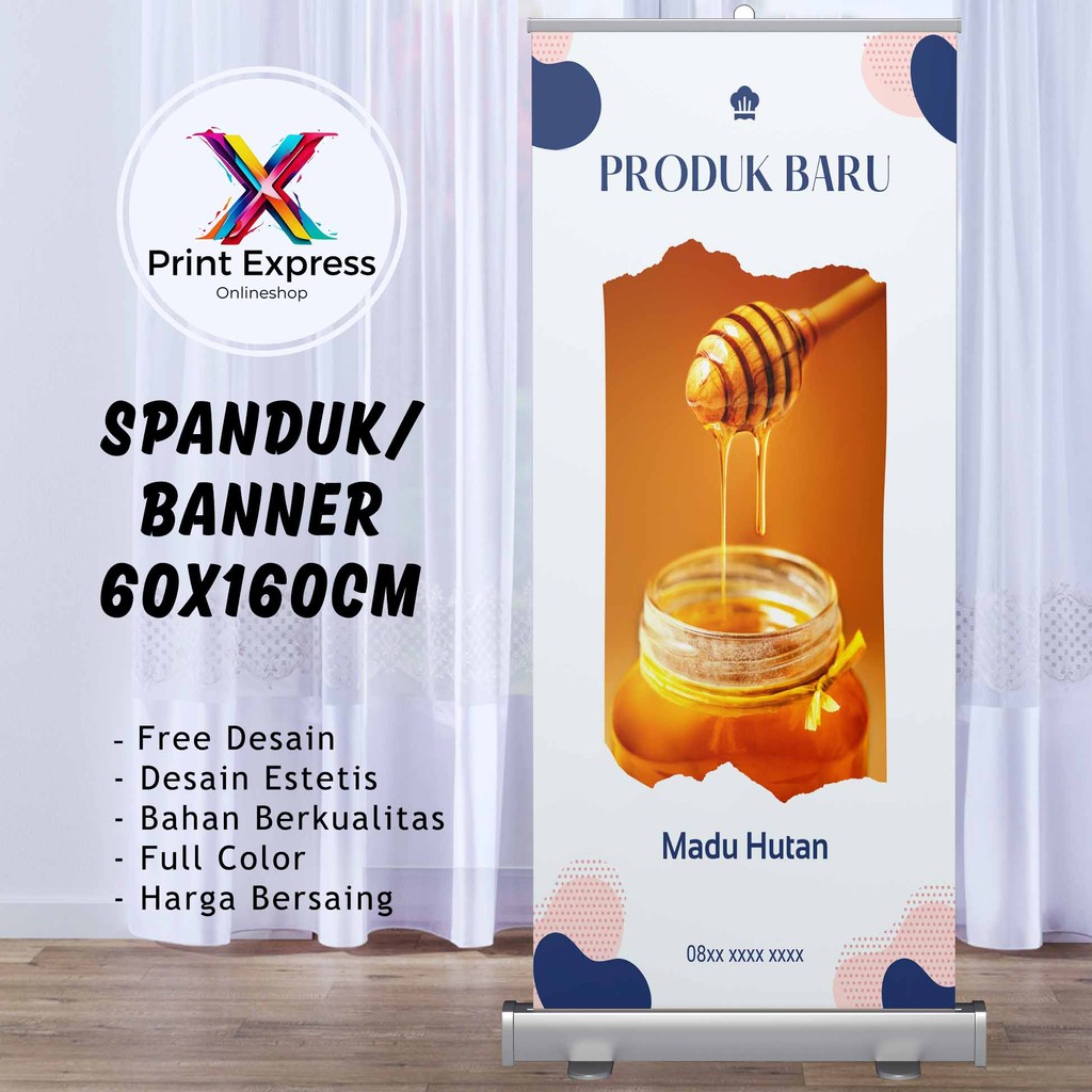 Cetak Spanduk Madu Hitam Murni 60x160 Cm Bisa Rekues Free
