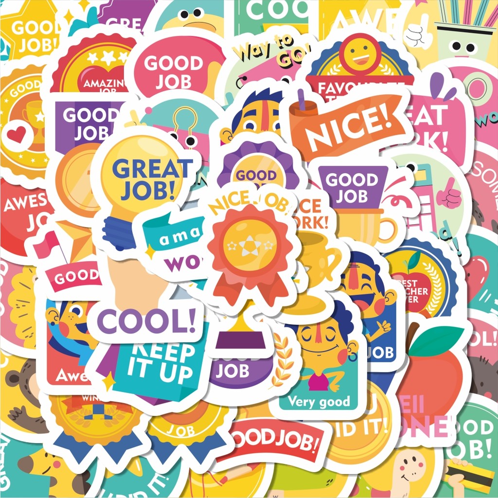 

100PCS Lucu Stiker Koleksi Penghargaan,Pujian & Motivasi Stiker Aesthetic Stiker Anti Air Stikers Berperekat Waterproof sticker decal buat Motor Helm Buku Journal Koper Casing HP Laptop Botol Minum Hadiah anak