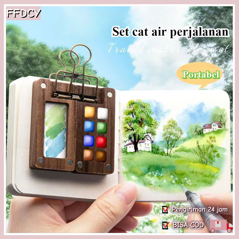 

15/8 Hole Mini Palette Wooden Magnetic/ Color Palette Disk Magnetic Wooden / Magnetic Wooden Palette for Watercolor /Palete Kayu Watercolor Magnet Painter Palette