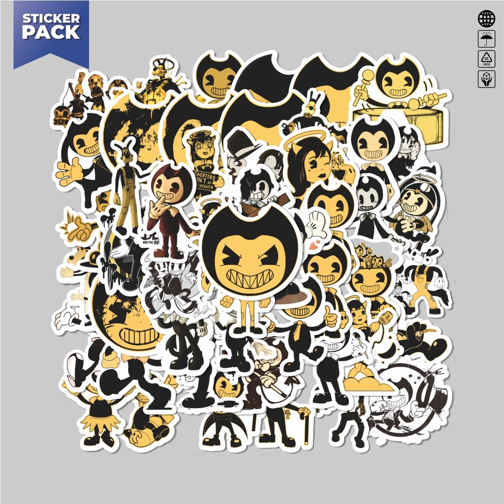 

[100PCS]Stiker Pack Stiker Kartun Bendy and the Ink Machine Aesthetic Vinyl Anti Air Dekorasi Sticker Laptop Buku Journal Koper Helm Casing HP Gitar Helm Skateboard