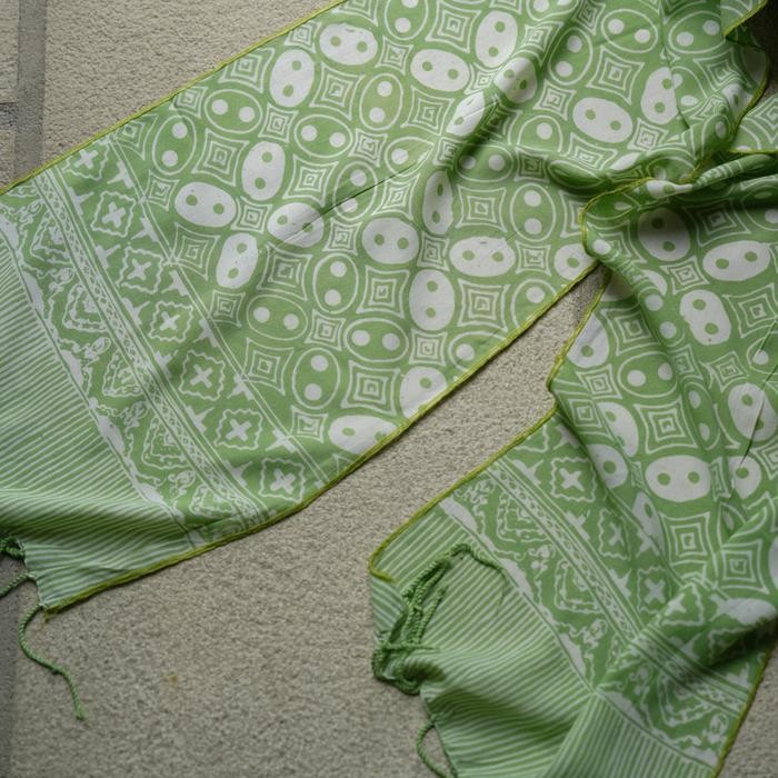 RATU - Scarf Batik TCi Green / Syal / Selendang - Kawung 1