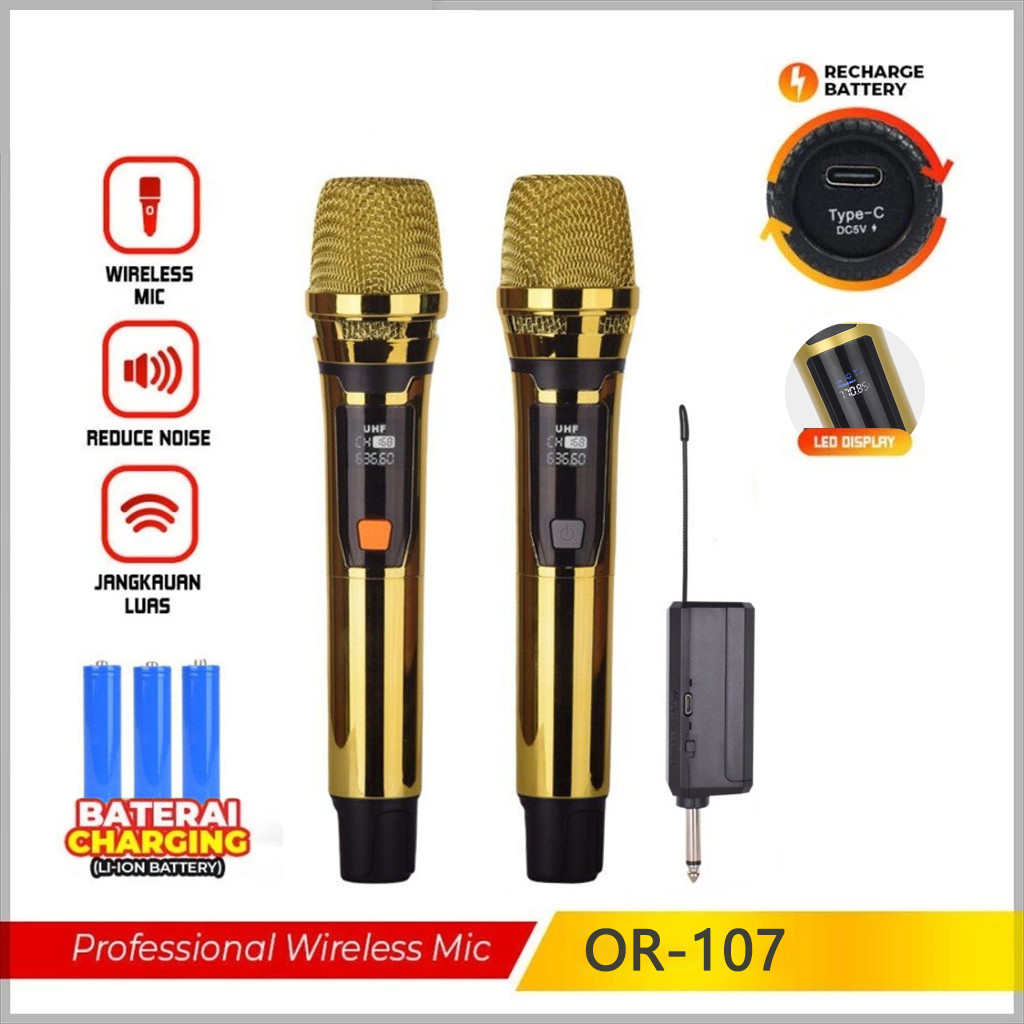 Profesional Karaoke Single Wireless Dua 2.4G Mic Mic Wireless Microphone